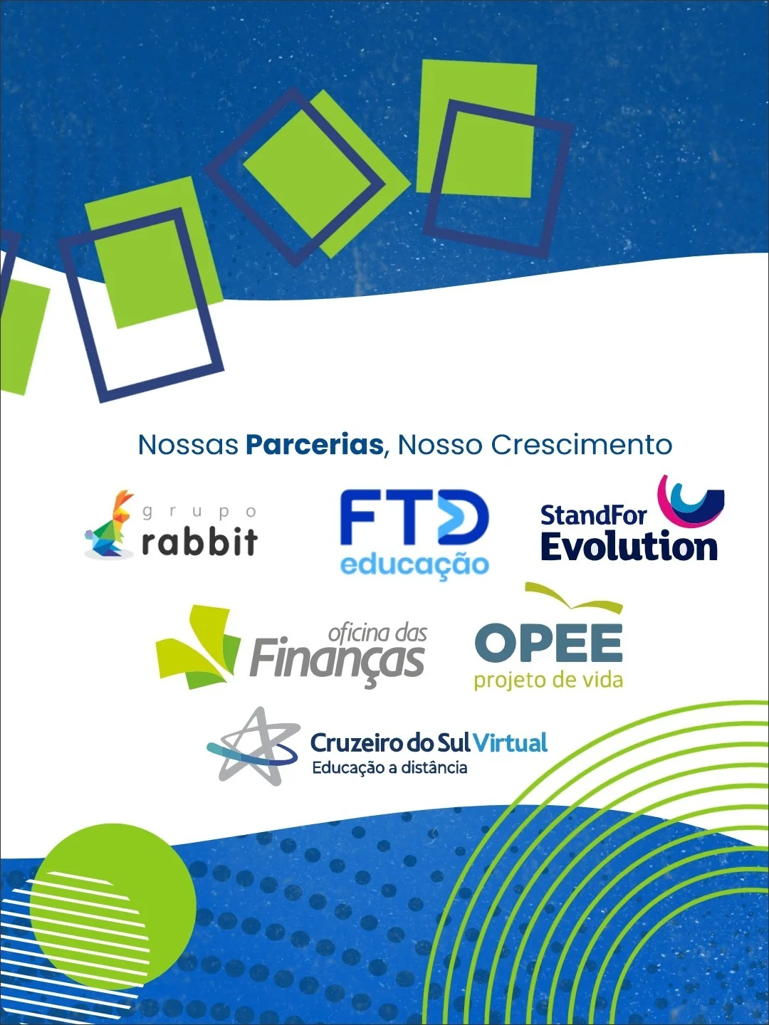 Arte com as parcerias do Colégio Gênesis: Grupo Rabbit, FTD, StandFor Evolution, Oficina das Finanças, OPEE e Cruzeiro do Sul Virtual